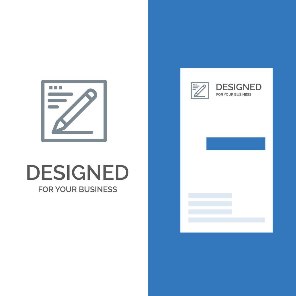 Browser Pencil Text Education Grey Logo Design and Business Card Template vector
