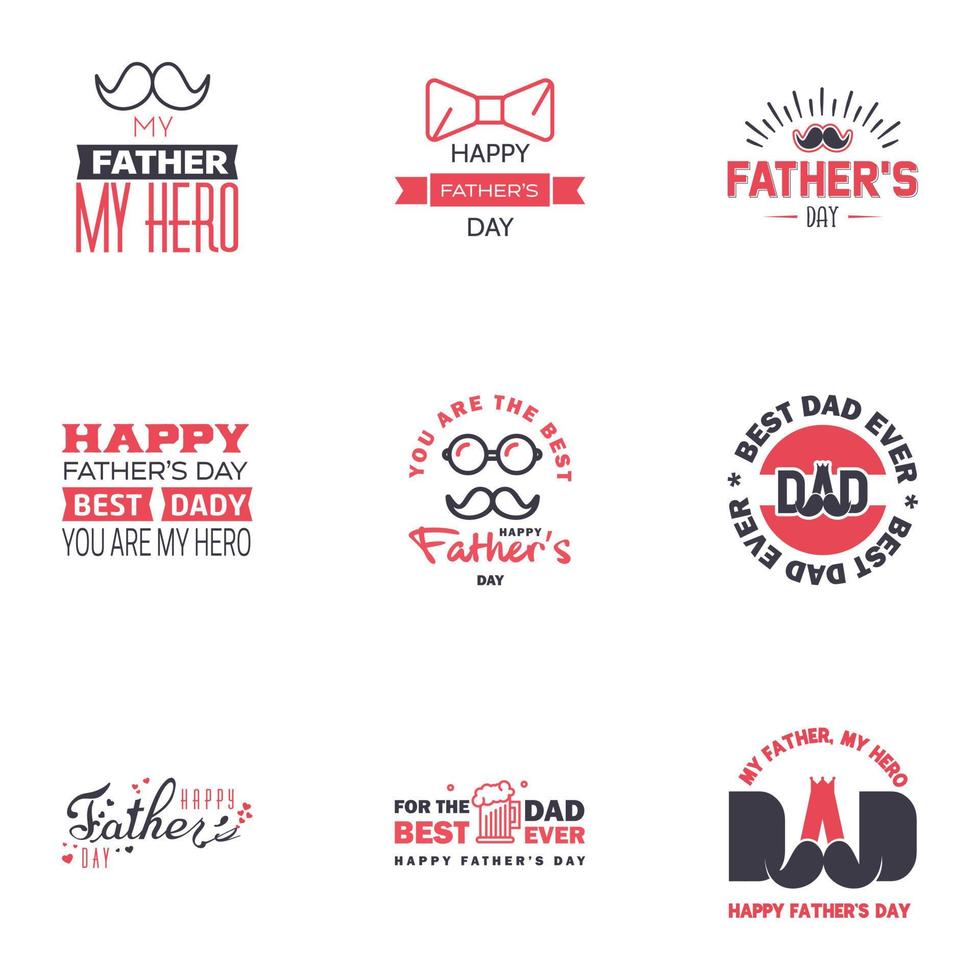 Happy Fathers Day Appreciation Vector Text Banner 9 Black and Pink Background for Posters Flyers Marketing Greeting Cards Editable Vector Design Elements