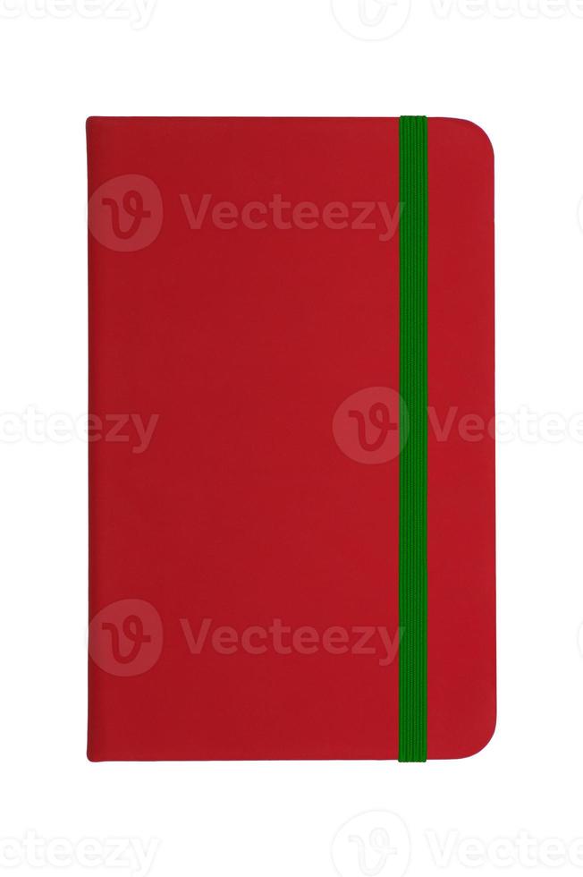 libreta roja con elastico verde foto