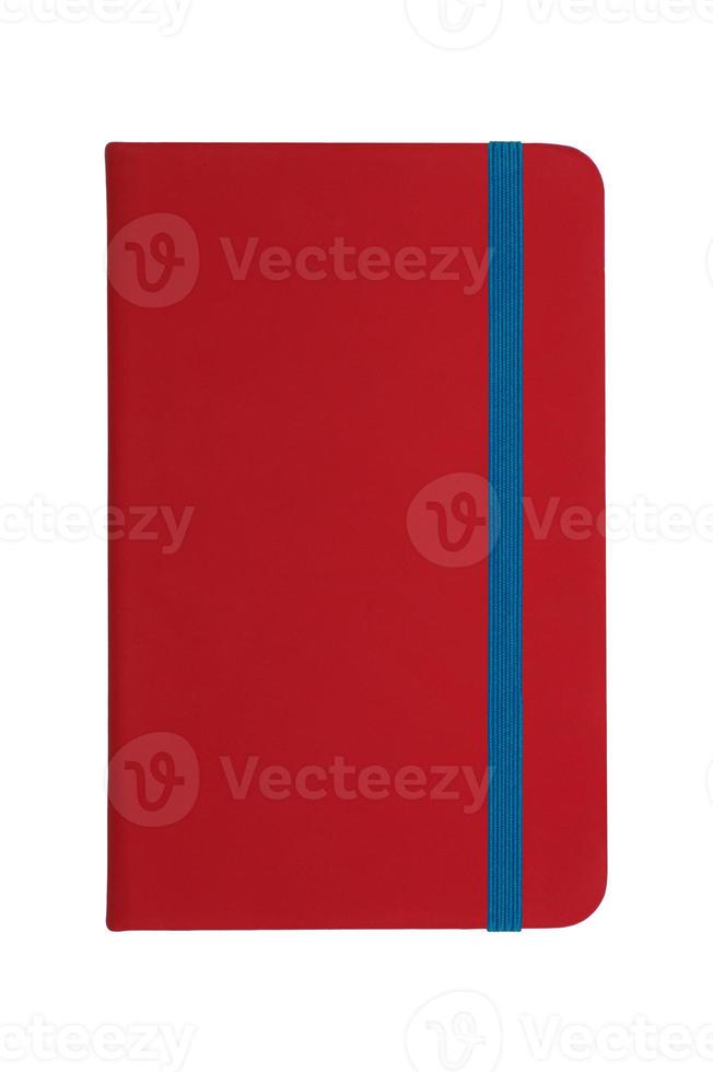 libreta roja con elástico azul foto