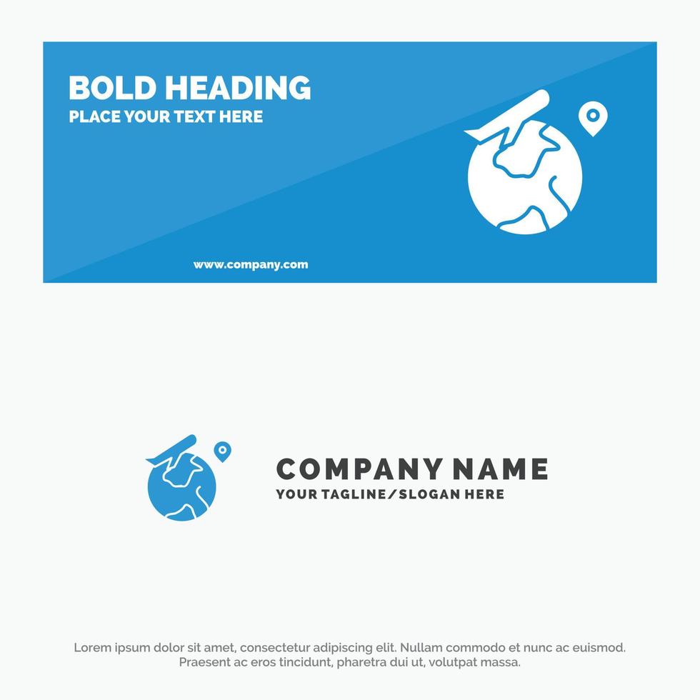 World Location Fly Job SOlid Icon Website Banner and Business Logo Template vector