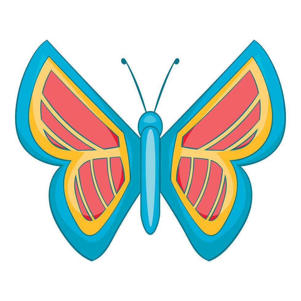 Blue and red butterfly icon, cartoon style vector