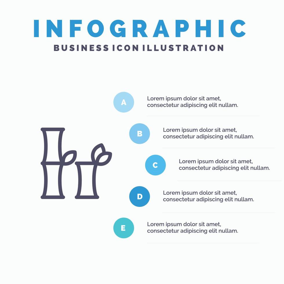 Bamboo China Chinese Blue Infographics Template 5 Steps Vector Line Icon template