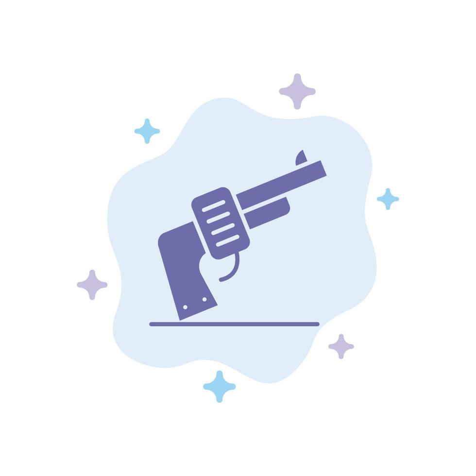 pistola mano arma americano icono azul sobre fondo de nube abstracta vector