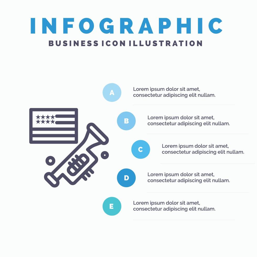 Flag Speaker Laud American Line icon with 5 steps presentation infographics Background vector