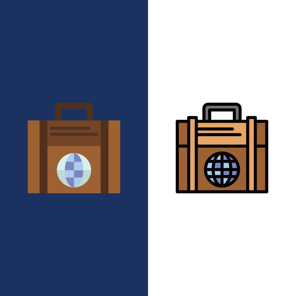 Business Investment Modern Globe  Icons Flat and Line Filled Icon Set Vector Blue Background
