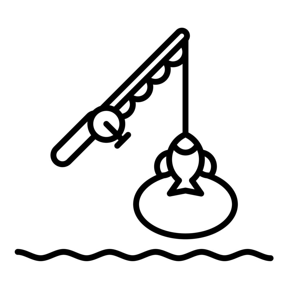 Lake Fishing Line Icon vector