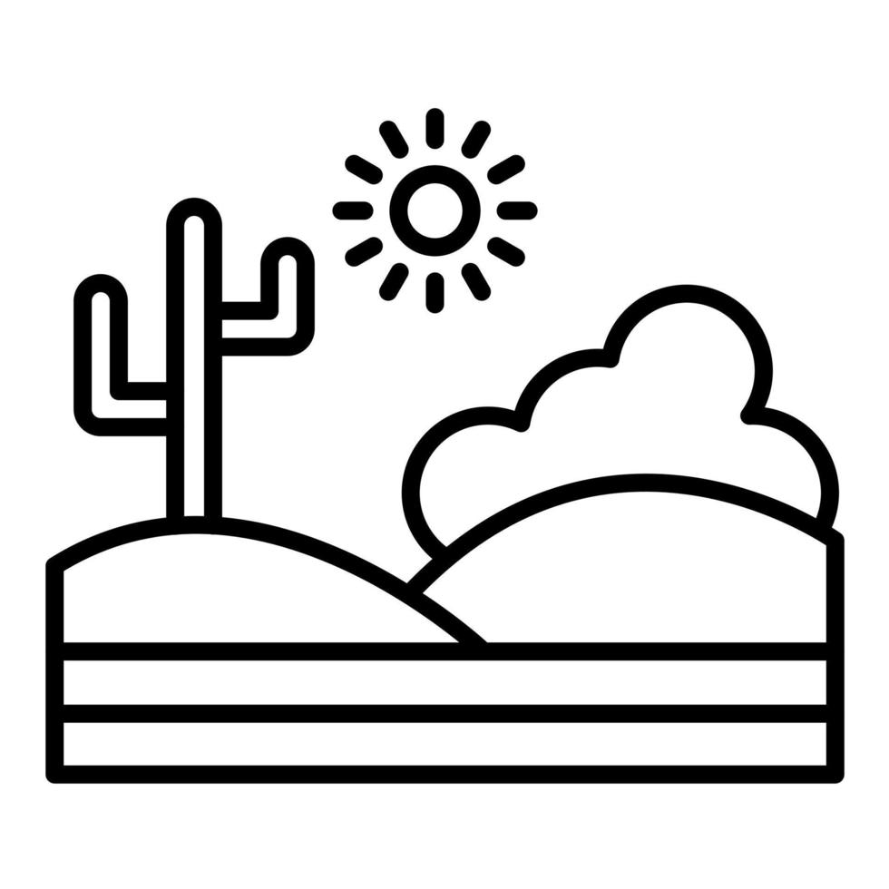 icono de línea de paisaje desértico vector