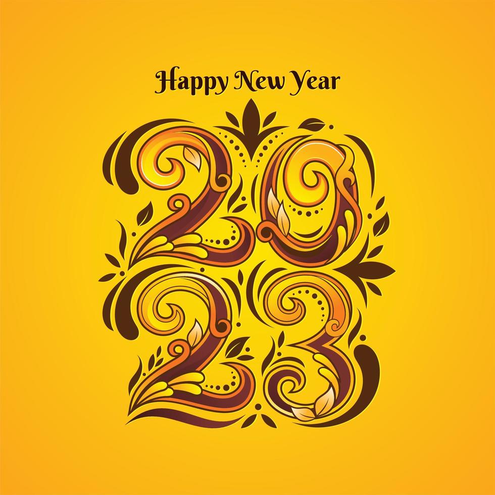 New year 2023 design with ornamental concept vector