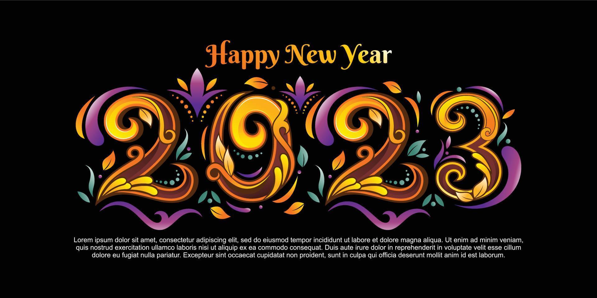 New year 2023 design with ornamental concept in modern color vector