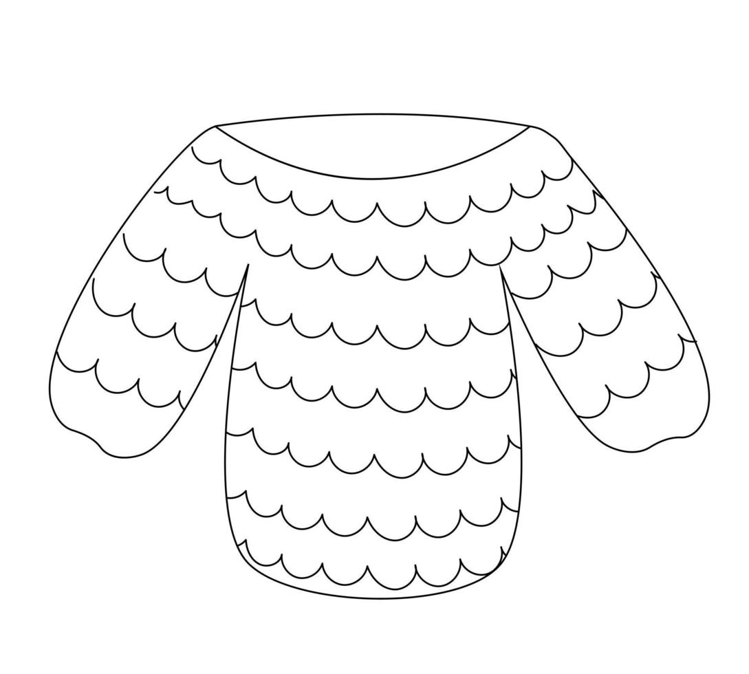 Coloring page. Women knitted sweater autumn winter. Vector illustration.