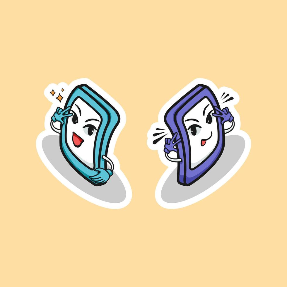 Cute illustration cartoon smartphone phone internet chat online web sticker icon mascot logo vector