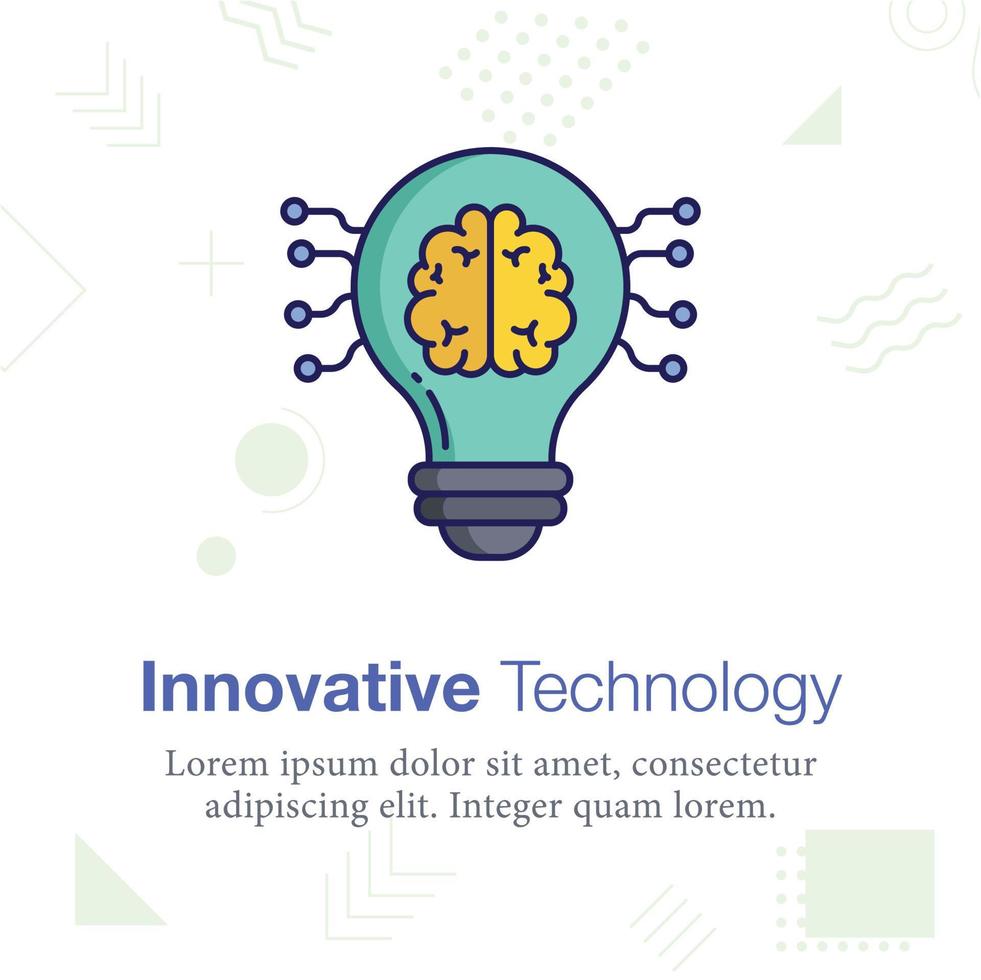Bulb and brain Vector illustration icon, Related to Innovative Technology and school education