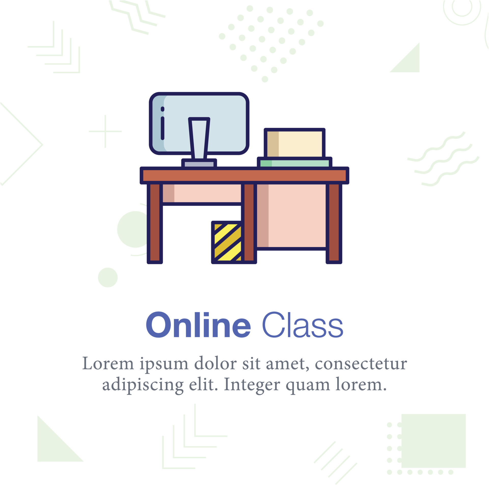 Study Table with computer Vector illustration icon Related to
