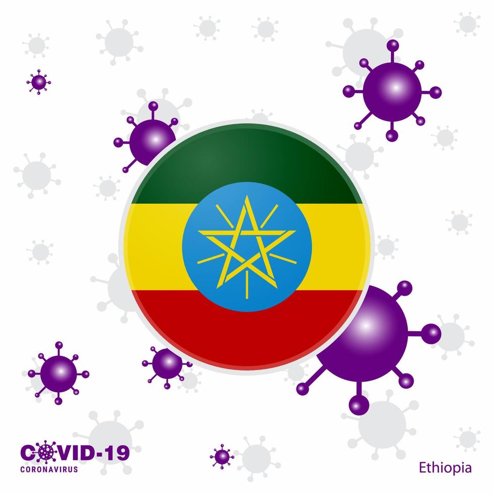 Pray For Ethiopia COVID19 Coronavirus Typography Flag Stay home Stay Healthy Take care of your own health vector