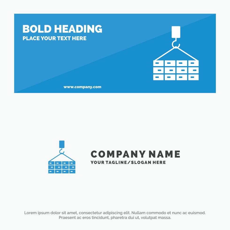 Building Cargo Construction Crane SOlid Icon Website Banner and Business Logo Template vector