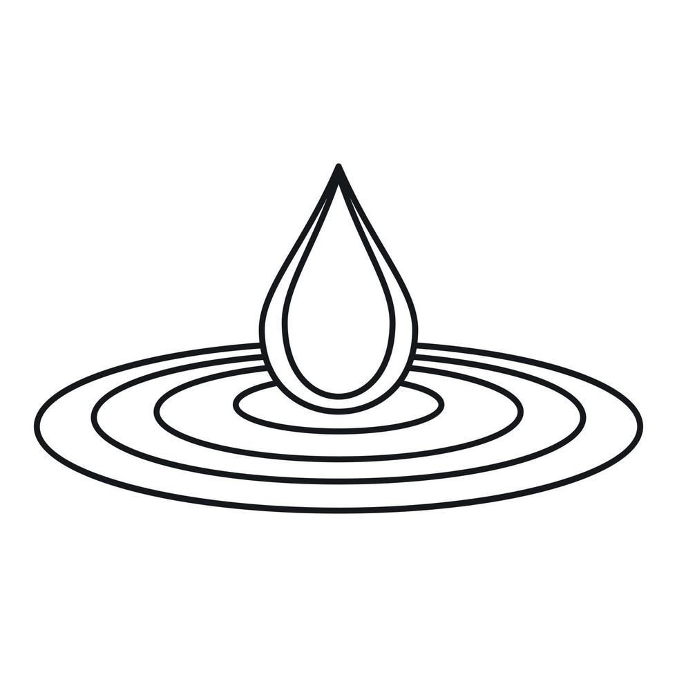 Water drop and spill icon, outline style vector