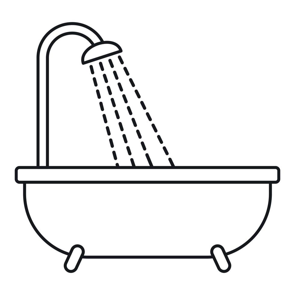 icono de ducha, estilo de contorno vector