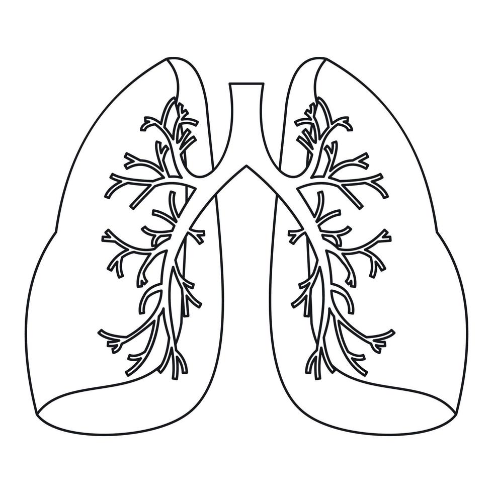 icono de pulmones, estilo de contorno vector