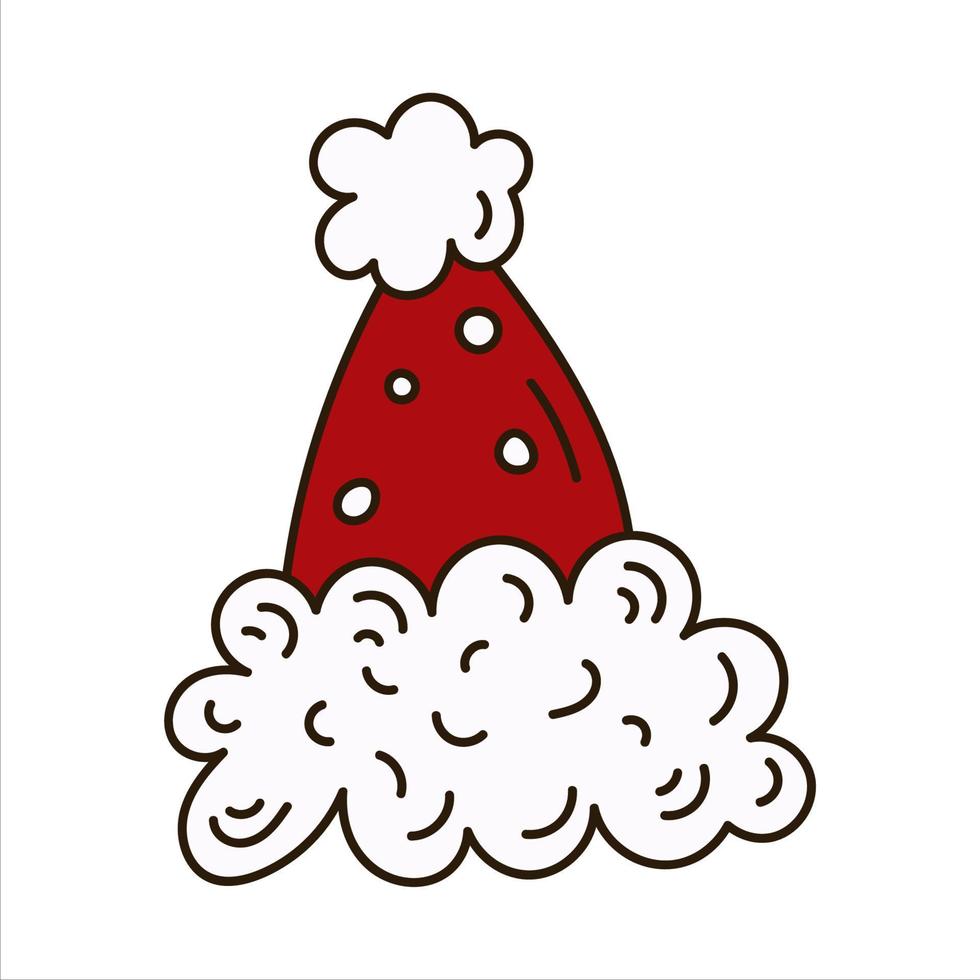 Santa hat in doodle style simple illustration vector