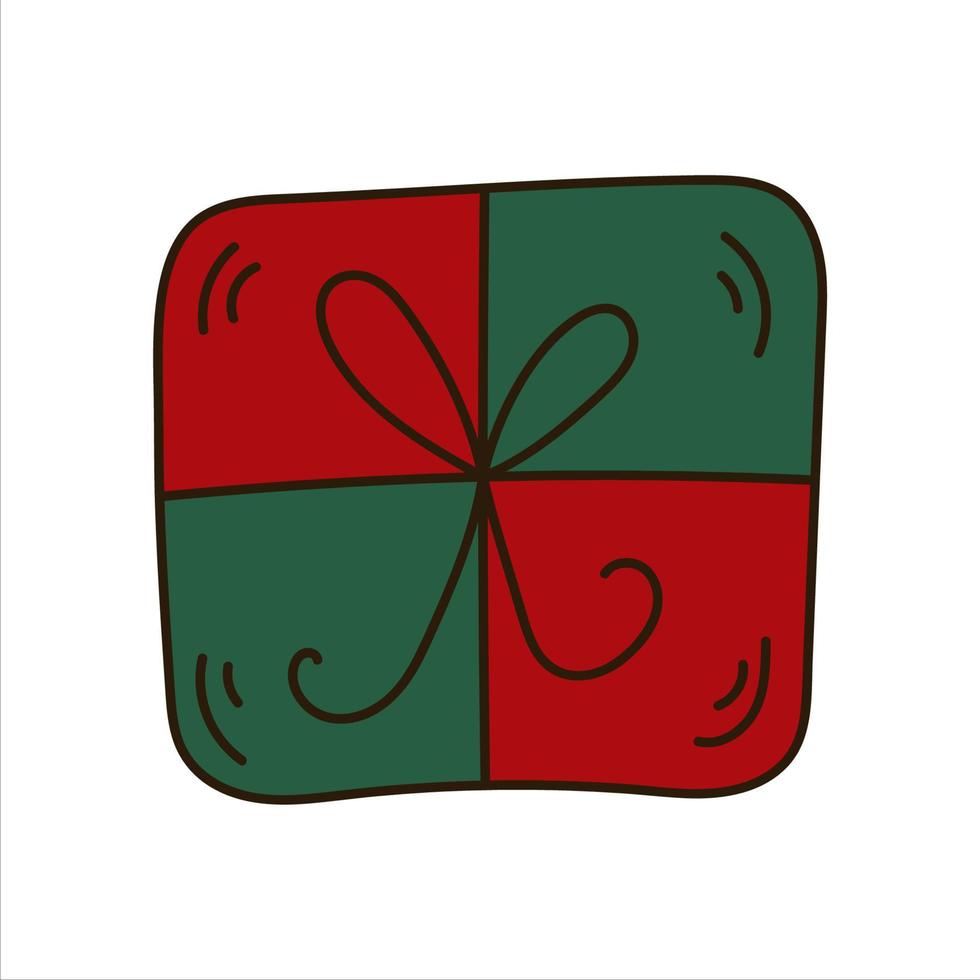 Doodle Christmas gift. Simple X-mas element vector