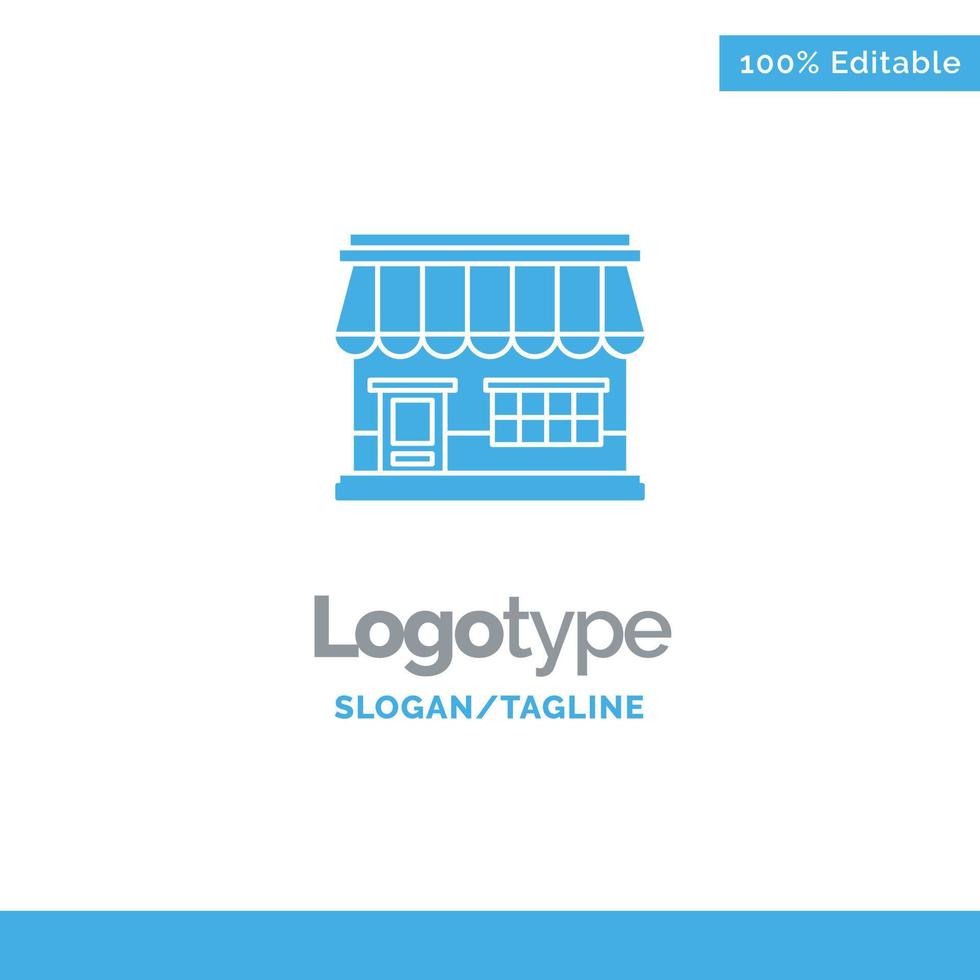 Shop Online Market Store Building Blue Solid Logo Template Place for Tagline vector