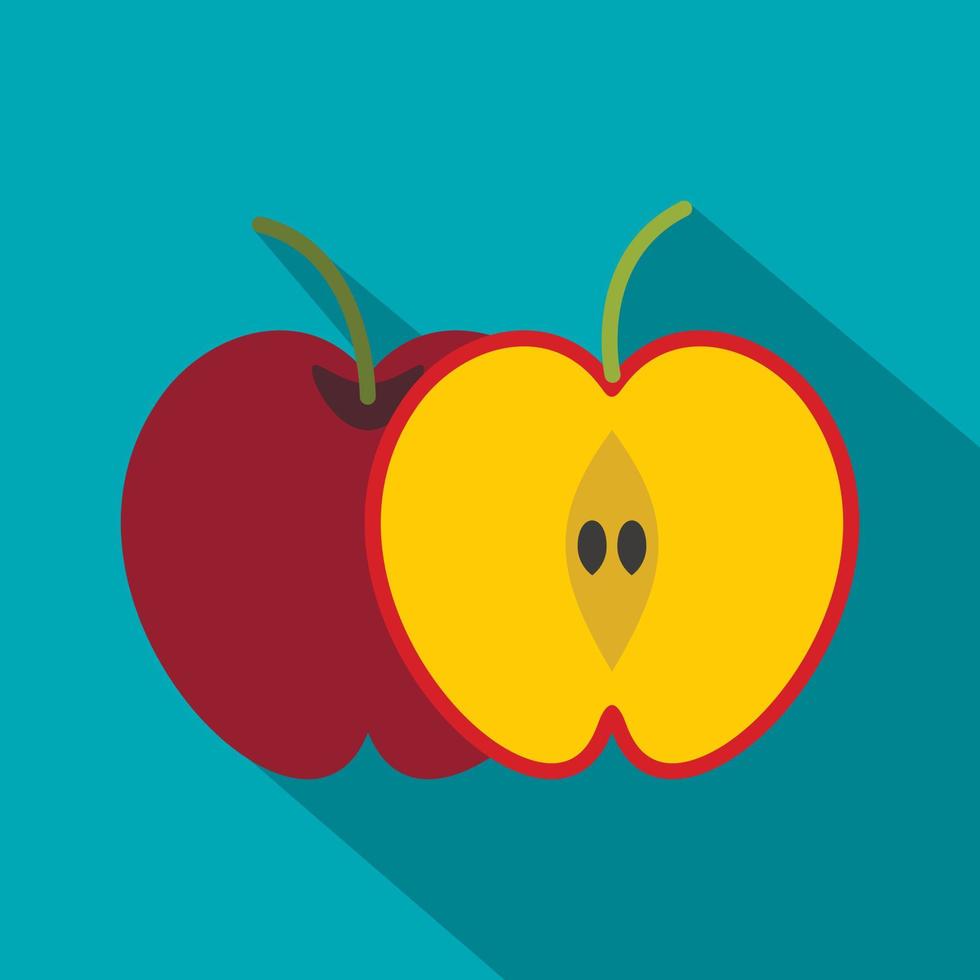 icono de manzana roja, estilo plano vector