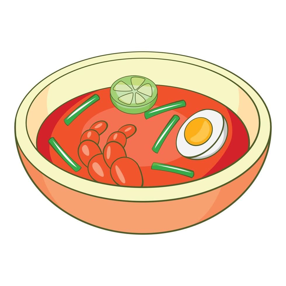 Asian soup icon, cartoon style vector