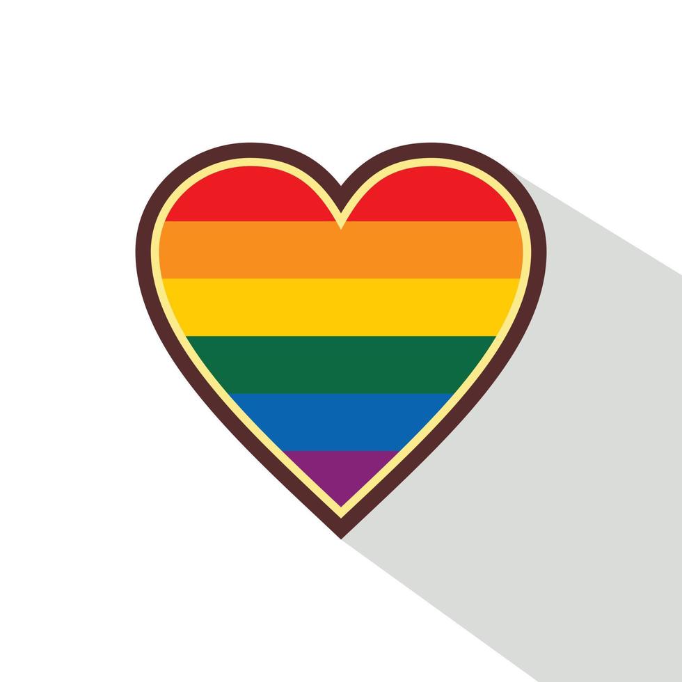 Heart in LGBT color icon, flat style vector