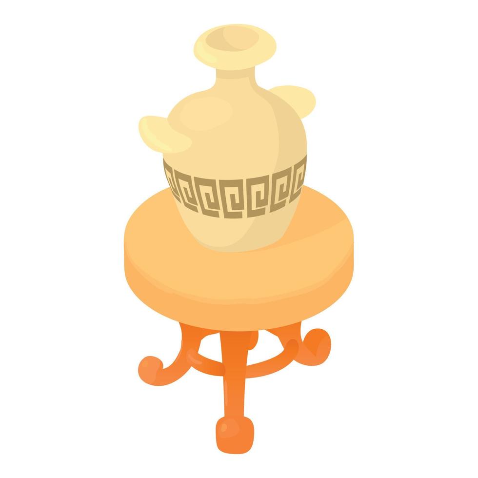 Vase on table icon, cartoon style vector