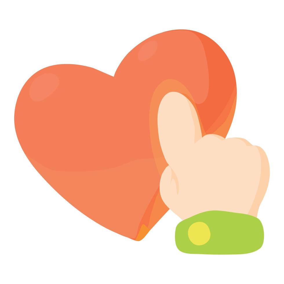 Heart touch icon, cartoon style vector