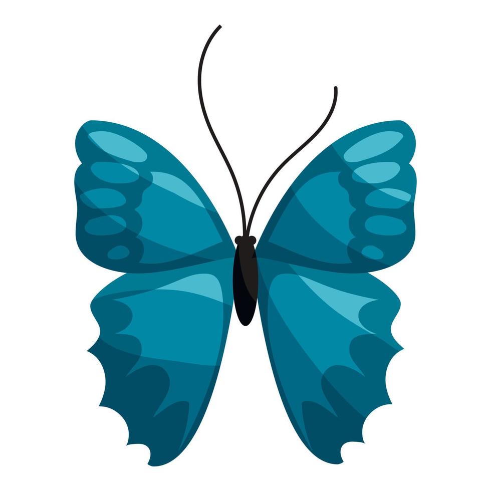 Blue butterfly icon, cartoon style vector