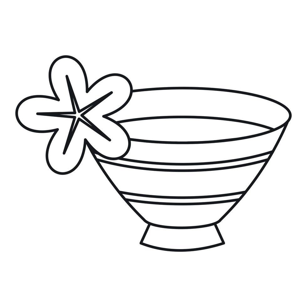 Bowl with water for spa icon, outline style vector