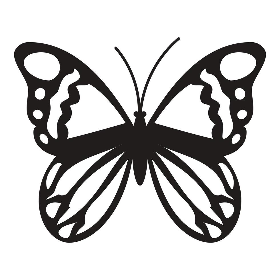 Black butterfly icon, simple style vector