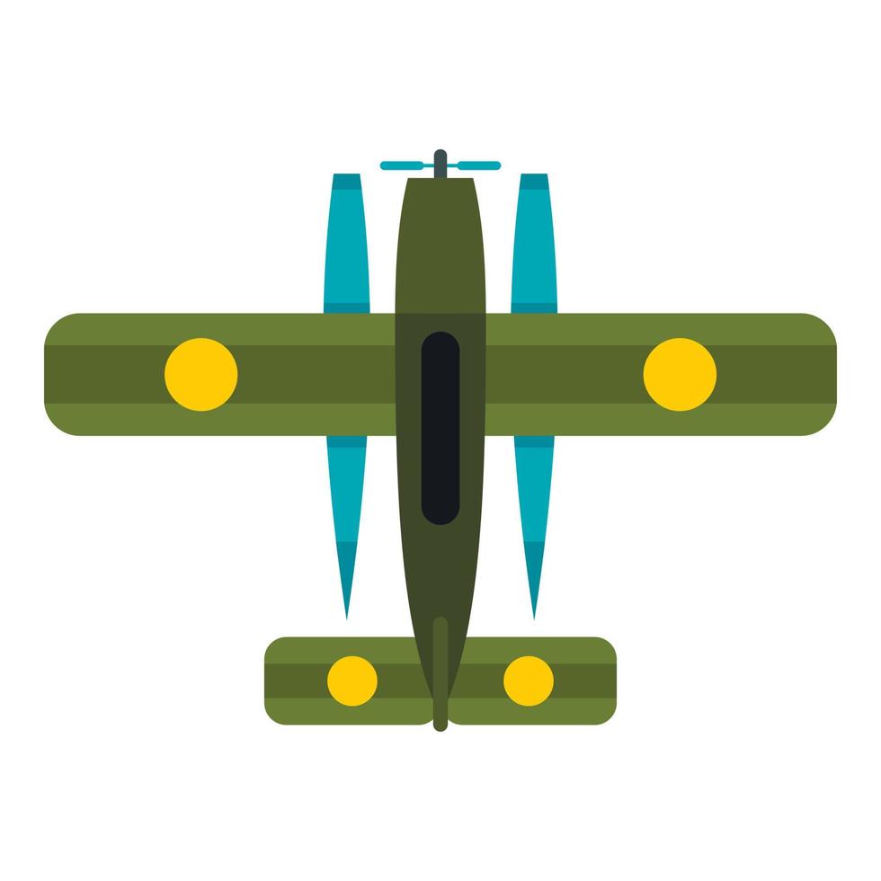 icono de biplano militar, estilo plano vector