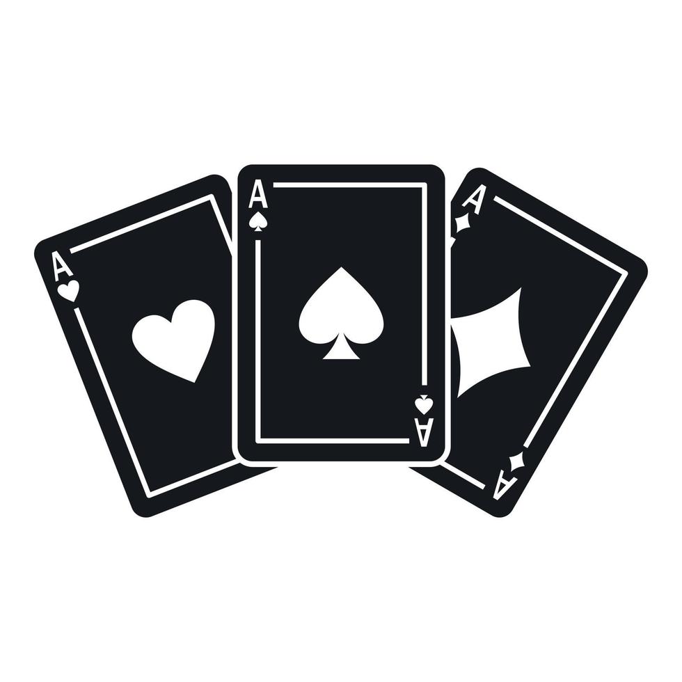 Three aces playing cards icon, simple style vector