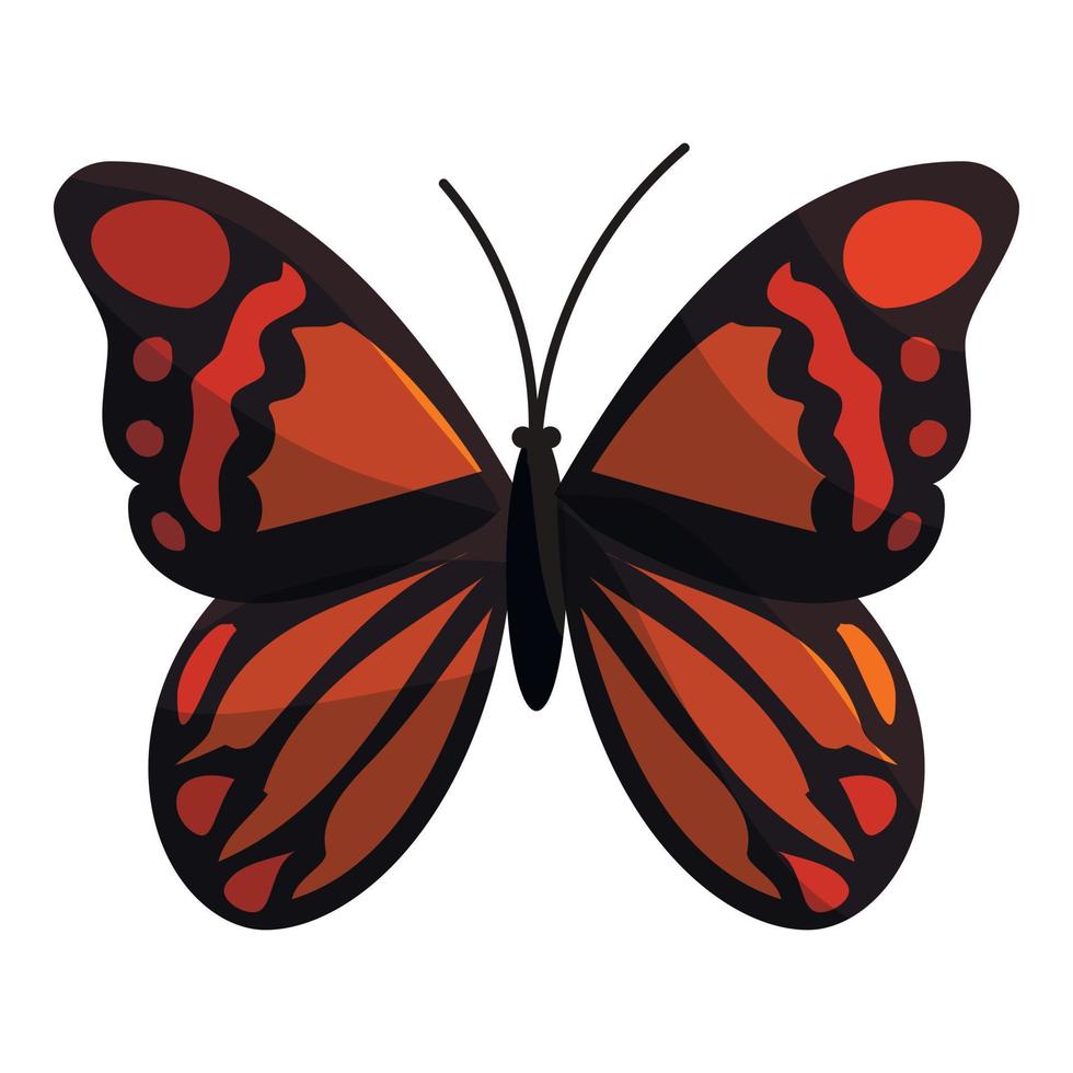 Brown butterfly icon, cartoon style vector