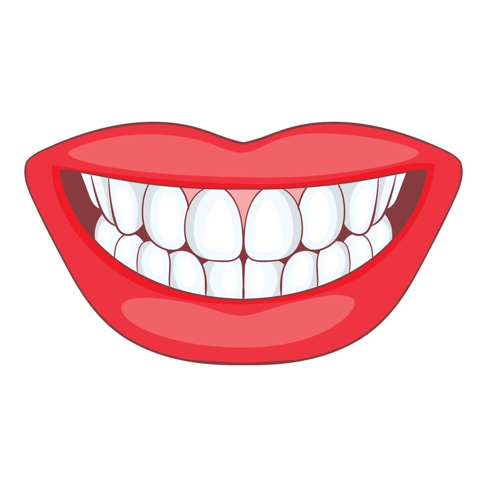 Smile with white tooth icon, cartoon style vector