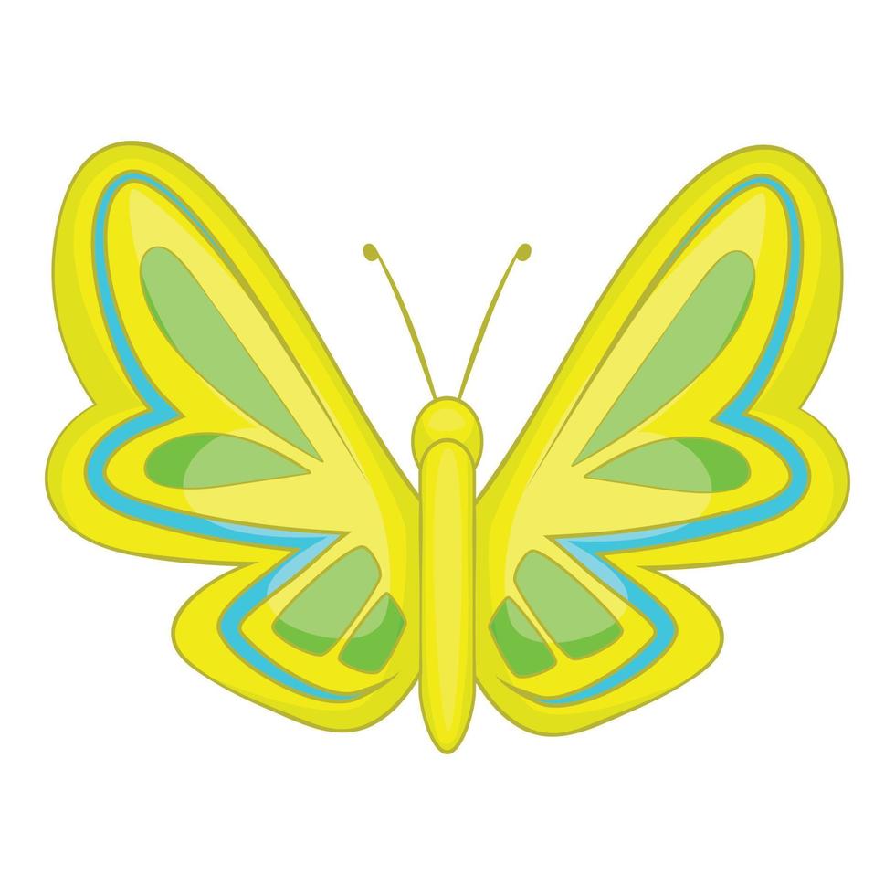 Yellow butterfly icon, cartoon style vector