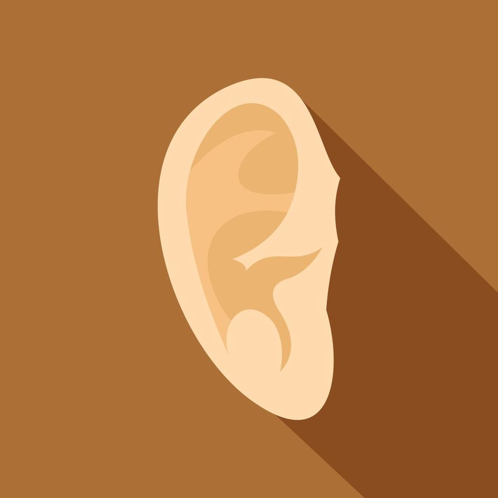 icono de oreja, tipo plano vector