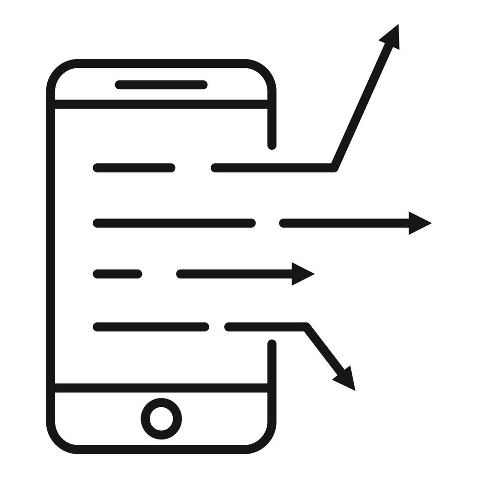 icono de acceso a datos de teléfonos inteligentes, estilo de esquema vector