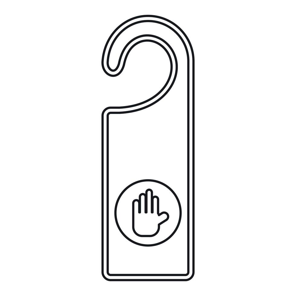 icono de etiqueta de colgador de puerta de hotel, estilo de esquema vector