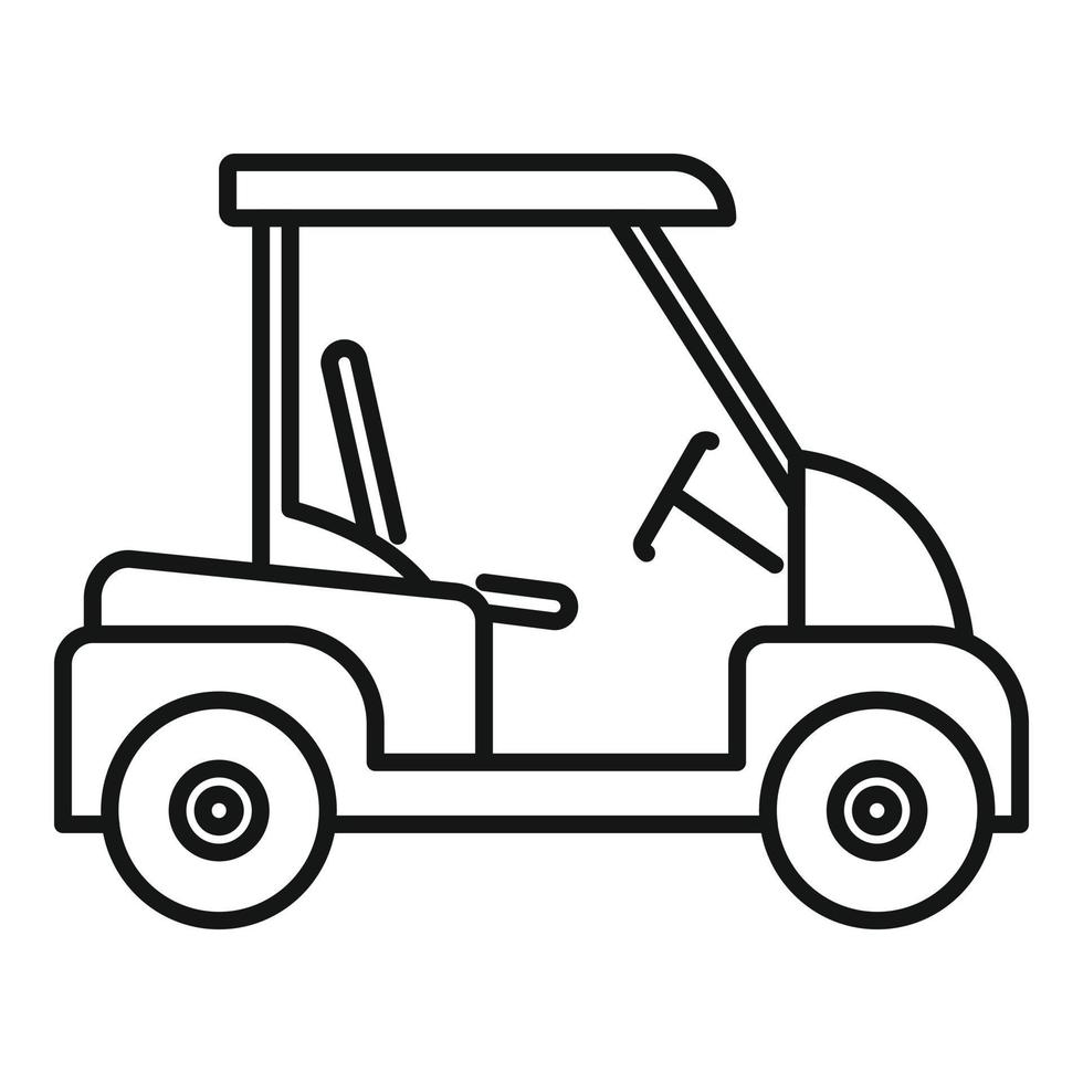 icono automático del carrito de golf, estilo de esquema vector