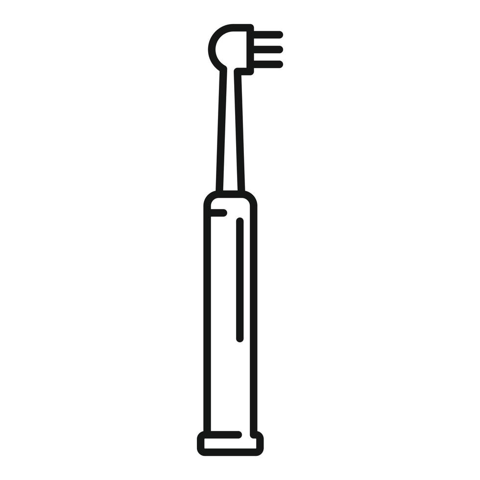icono de cerdas de cepillo de dientes eléctrico, estilo de esquema vector