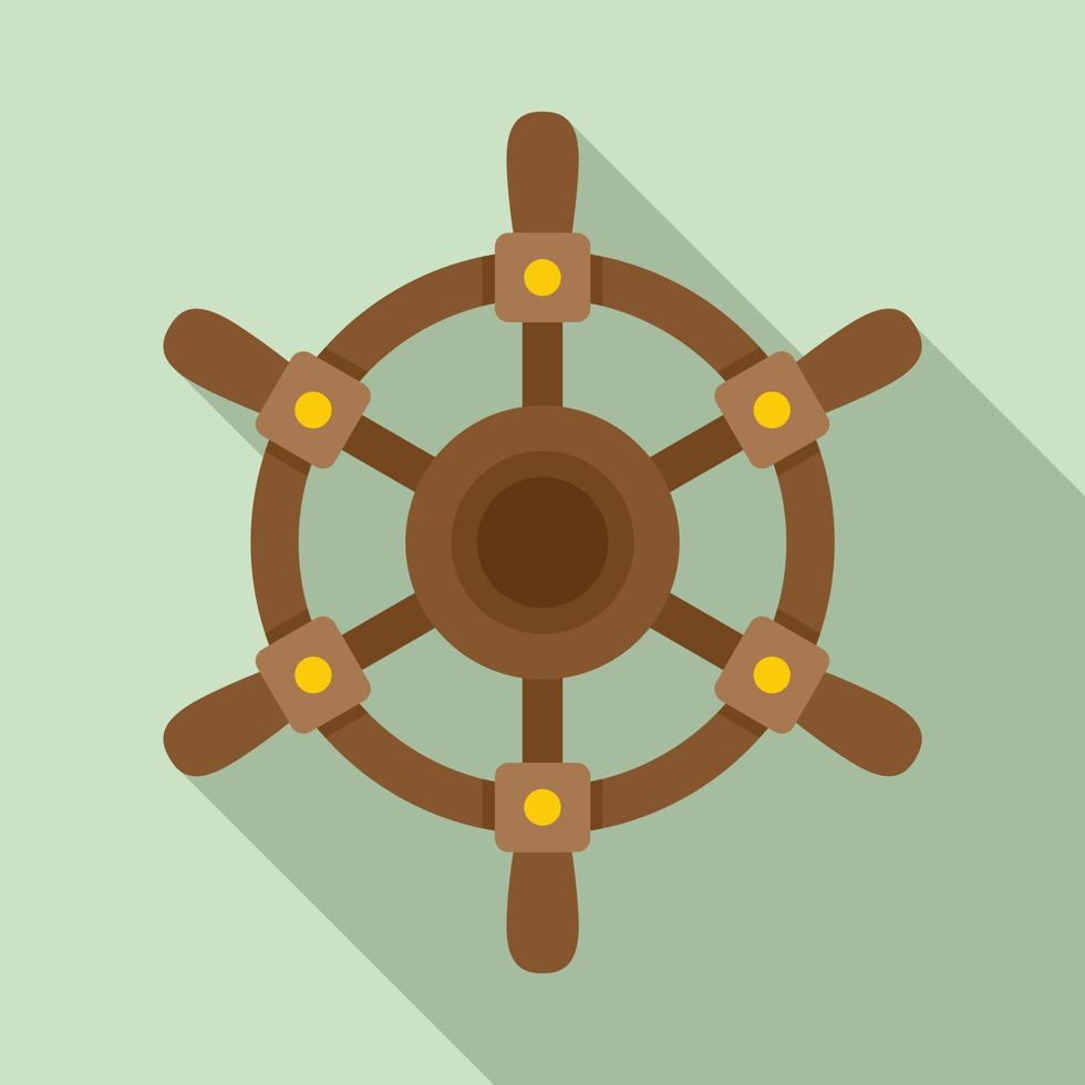 Ship wheel icon, flat style vector