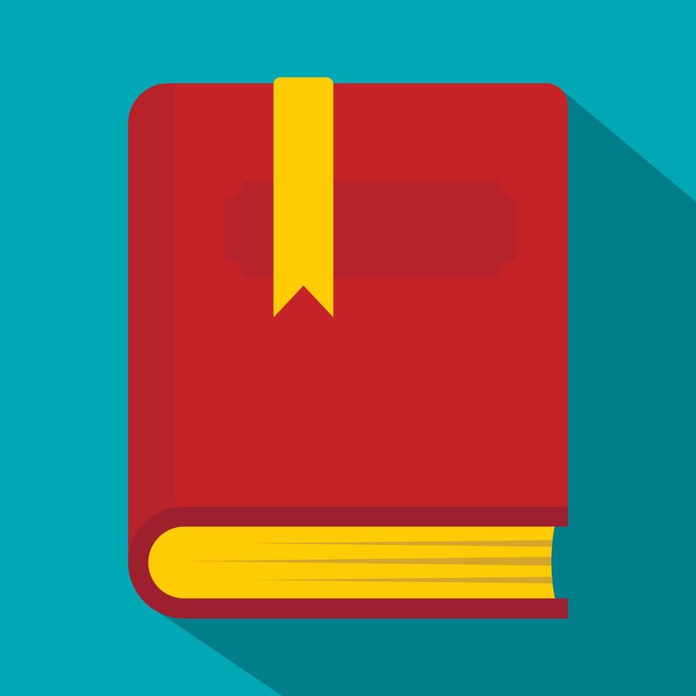 Thick book with bookmark icon, flat style vector