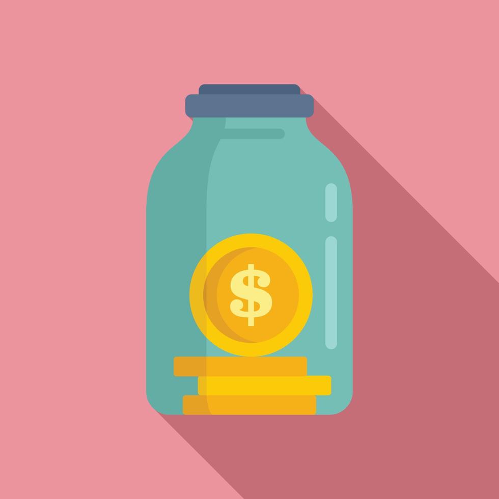Compensation jar coin icon, flat style vector