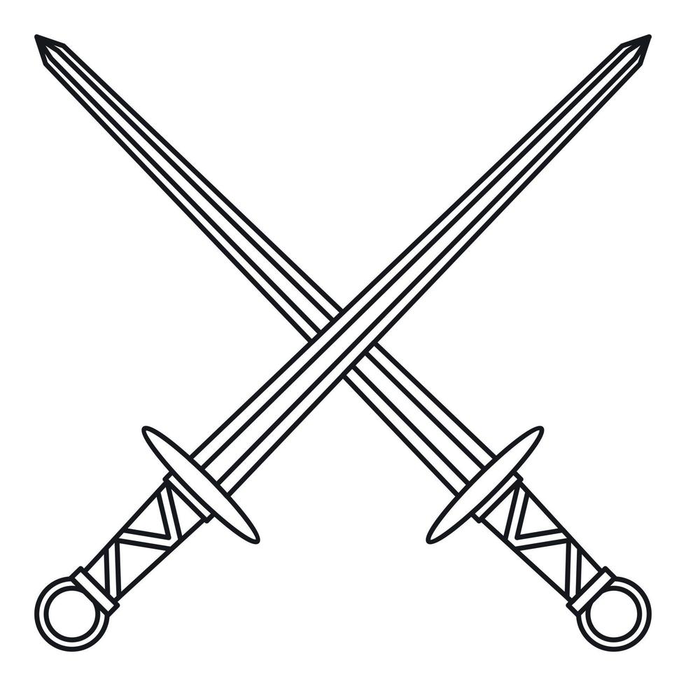 Medieval swords icon, outline style vector