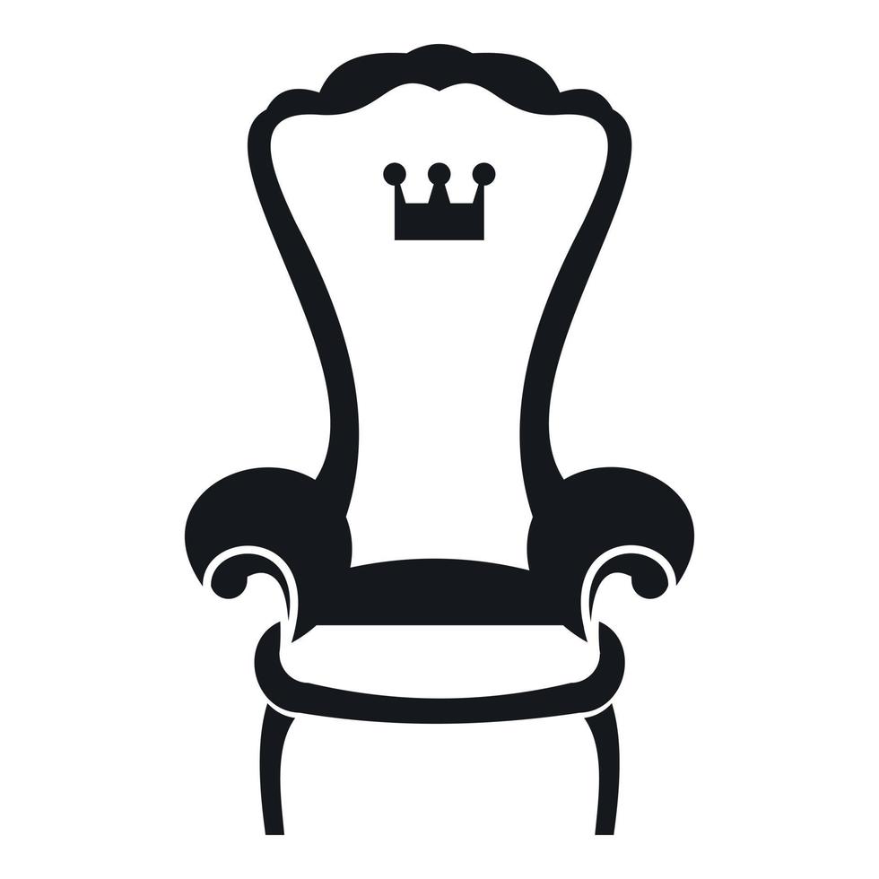 icono de la silla del trono del rey, estilo simple vector