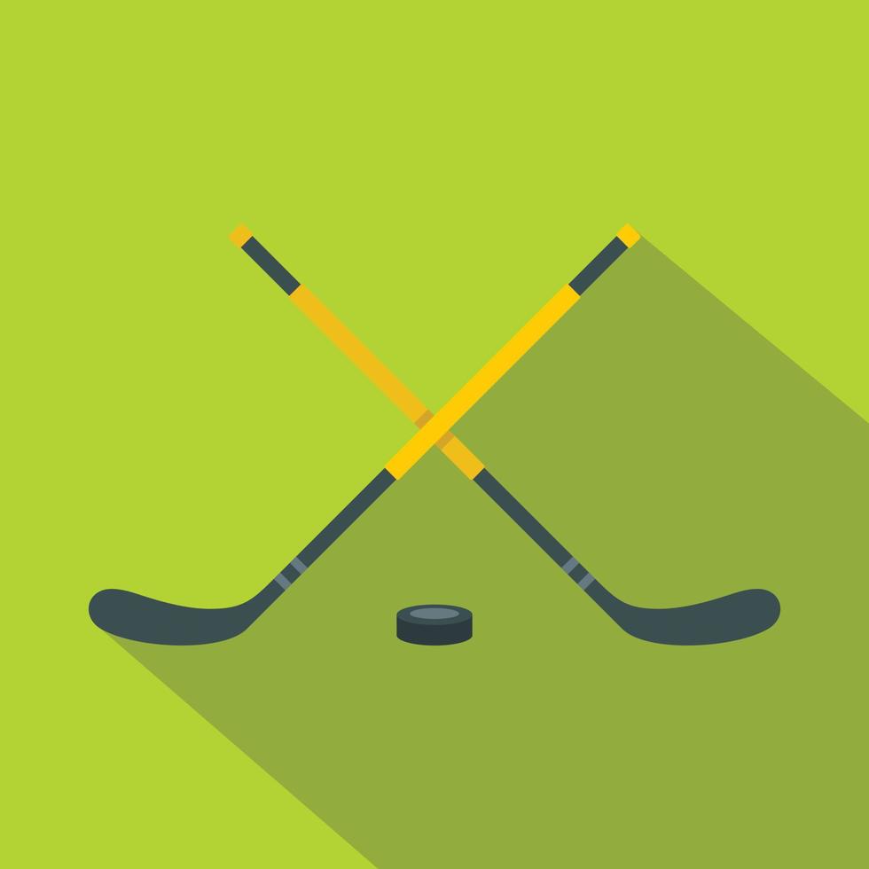 Sticks and puck icon, flat style vector